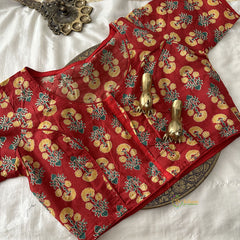 Premium Kalamkari Readymade Blouse -Kalamkari Print -Red-VS3809