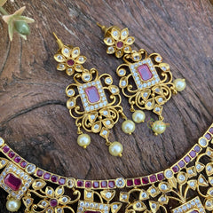 Premium AD Stone Neckpiece-Red-G15492
