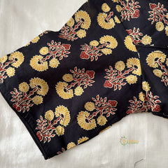 Premium Kalamkari Readymade Blouse -Kalamkari Print -Black Yellow Red-VS3797