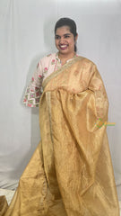 Golden Crush Organza Saree-Handloom-VS3450