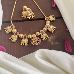 Gold Polish Elephant Nechpiece-Red-G14497