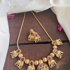 Gold Polish Elephant Nechpiece-Red-G14497