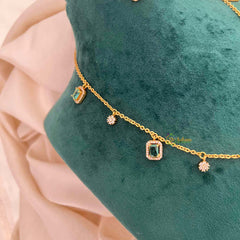 Vriksham Celestial Charm With Matching Studs Pendant Chain-Aqua Green-G21825