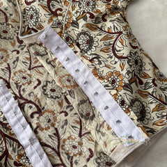 Premium Kalamkari Readymade Blouse -Kalamkari Print -Cream Mustard Maroon-VS3801