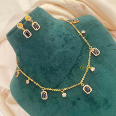 Vriksham Celestial Charm With Matching Studs Pendant Chain-Red-G21827