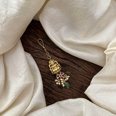 Simple Lakshmi  Maang Tikka-Aqua Green Bead-Pearl-G13524