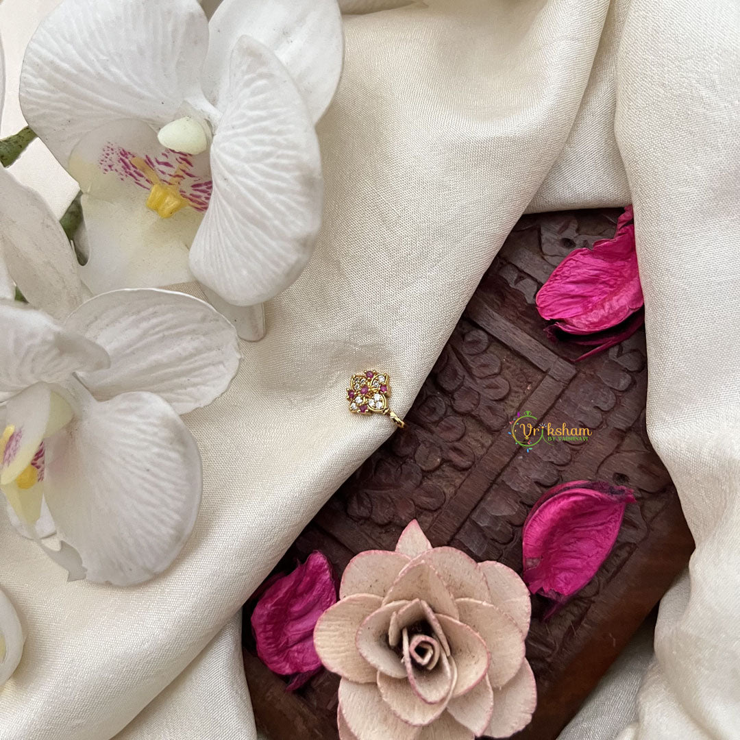 Vriksham Elegant Diamond Look Red White Stone Press Naths/Nose Pin-G19802