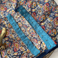 Premium Kalamkari Readymade Blouse -Kalamkari Print -Royal Blue-VS3808