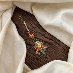 Unique Coral Lakshmi Maang Tikka-Pearl-Aqua Green Bead-G13492