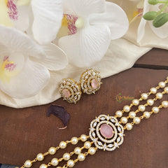 Fancy 3 Layer Pastel Pink AD stone Choker-Pearl-G14590