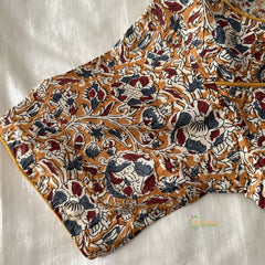 Premium Kalamkari Readymade Blouse -Kalamkari Print -Mustard-VS3810