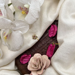 Vriksham Traditional Star Nath Red White & Green Stone Press Naths/Nose Pin-G19804