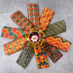 Vriksham KitKat  Printed Cotton Fabric Floral & Geometric Patterns Blouse Bits-Set Of 10-VS5047