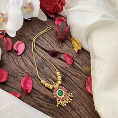 Green Stone Traditional Kerala Palakka Pendant Neckpiece - G15338