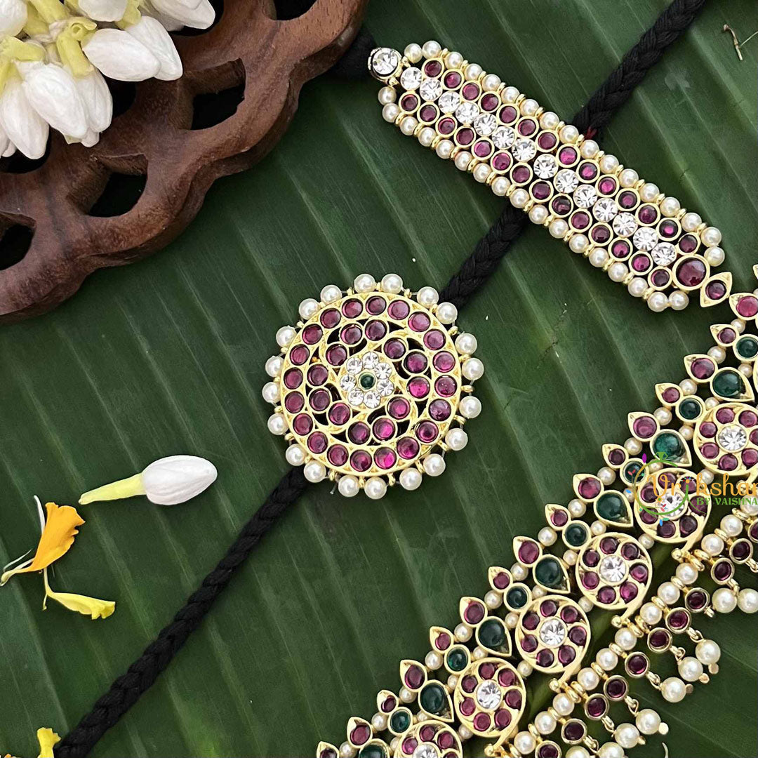 Vriksham Precious Gold Polish Kemp Mang Tikka & Chandran & Suryan-Red Green & White-Pearl-G20493