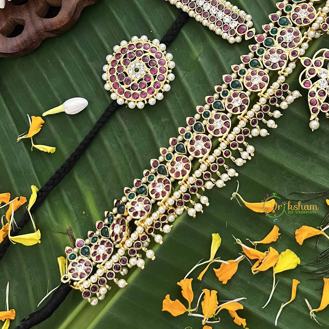 Vriksham Precious Gold Polish Kemp Mang Tikka & Chandran & Suryan-Red Green & White-Pearl-G20493