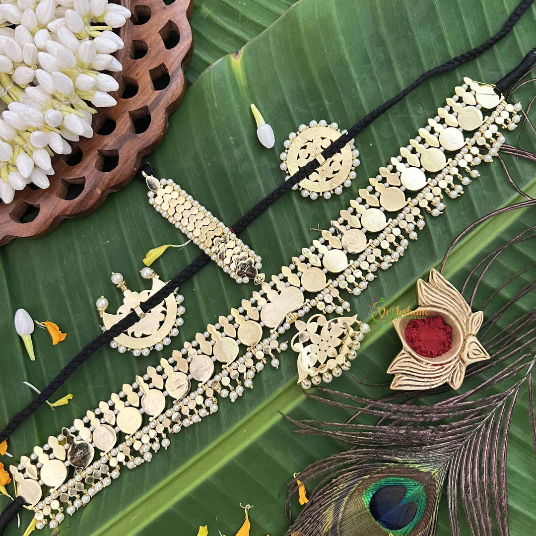 Vriksham Precious Gold Polish Kemp Mang Tikka & Chandran & Suryan-Red Green & White-Pearl-G20493