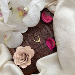 Vriksham  Classic Petite Gold Nath – Delicate Septum Ring-Pink-G19816