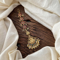 Gold Look Alike Lakshmi Maang Tikka-Gold Bead-Pearl-G13554