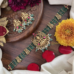 Vriksham Pastel Green Bead Lakshmi Temple High Neck Choker-Pastel Green Bead-G18923