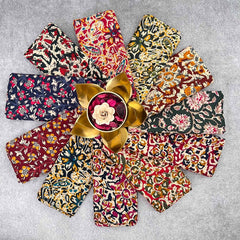 Vriksham Indigo Printed Cotton Fabric Floral & Geometric Patterns Blouse Bits-Set Of 10-VS5046