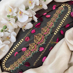 Vriksham Bridal Lakshmi Idol Hipchain-Red-Green Bead-G21203