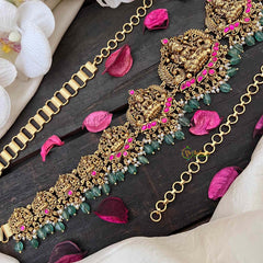 Vriksham Bridal Lakshmi Idol Hipchain-Red-Green Bead-G21203