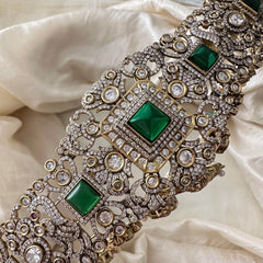 Premium Victorian Diamond Bridal Hip belt-Green-VV1396