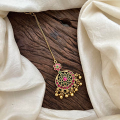 Gold Look Alike Maang Tikka-Gold Bead-G13582