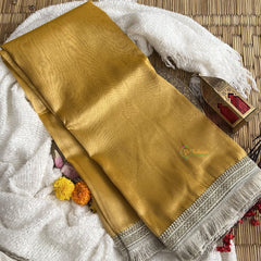 Golden Organza Saree-Handloom-VS4069