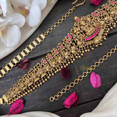 Vriksham Designer Gaj Lakshmi Nakshi Bridal Hipchain-Gold Bead-G21195