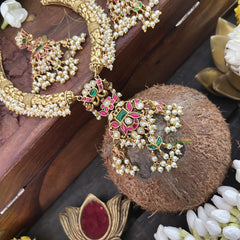 Vriksham Designer Lotus With Floral Hasli With Gold Plated Neckpiece-Pearal-J3305