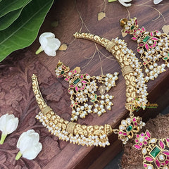 Vriksham Designer Lotus With Floral Hasli With Gold Plated Neckpiece-Pearal-J3305