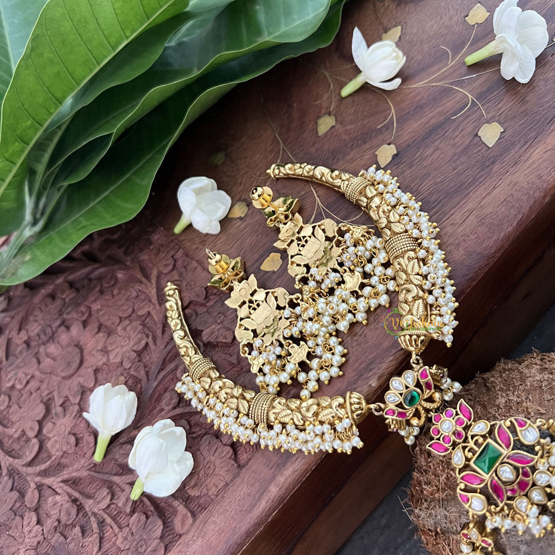 Vriksham Designer Lotus With Floral Hasli With Gold Plated Neckpiece-Pearal-J3305