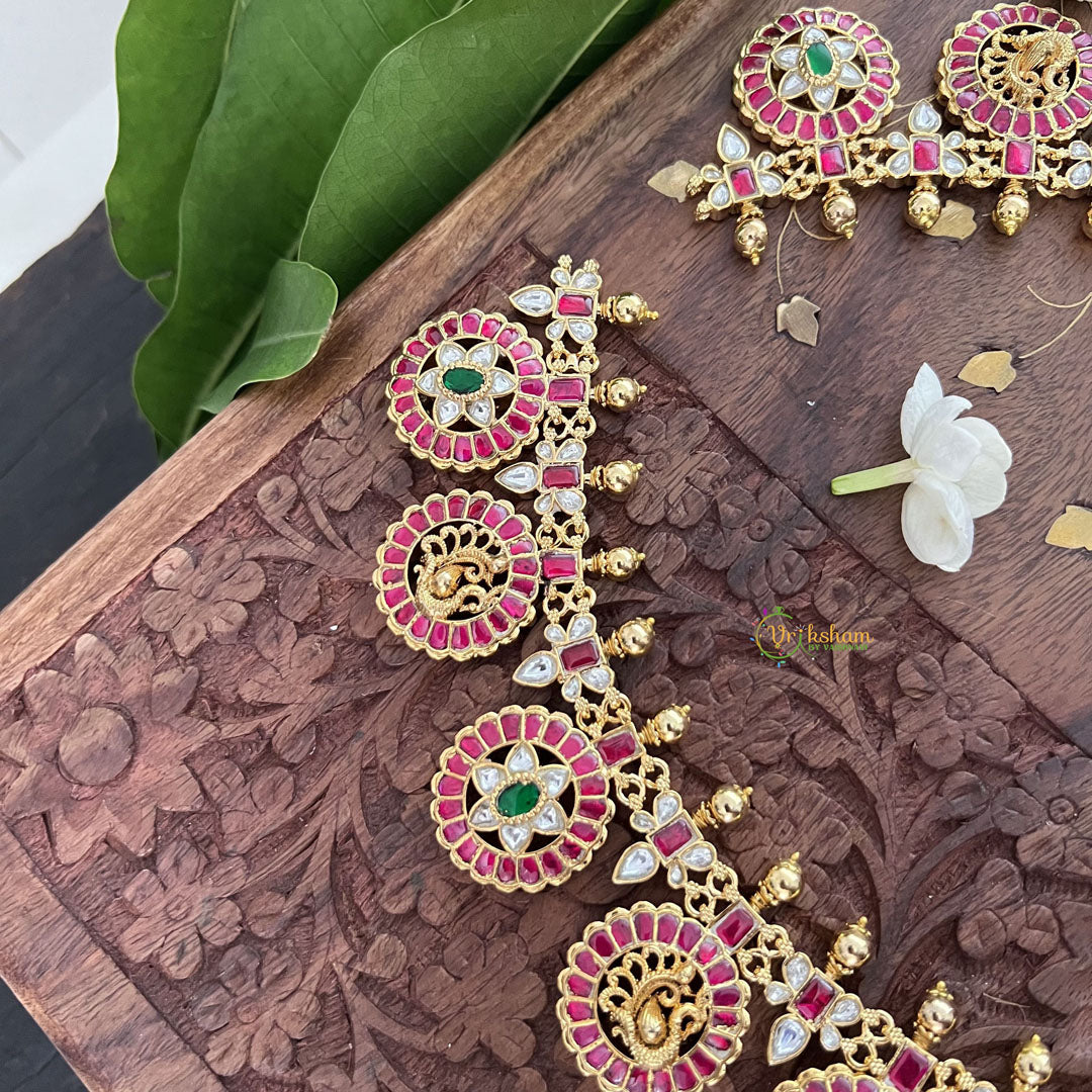 Vriksham Lakshmi Pendant Chakra Style Neckpiece-Red White Green-J3335