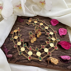 Kemp Three Layer With Lakshmi Coin Neckpiece -G15328