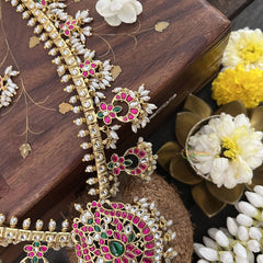 Vriksham Designer Diva Pendant Kudan Jadau White Guttapusalu  Neckpiece-Rice Pearl-J3319