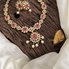 Simple Red AD Stone Neckpiece Pearl-G14665