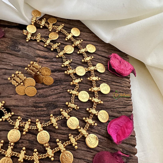 Gold Look Alike Two Layer Lakshmi Coin Neckpiece -G15327