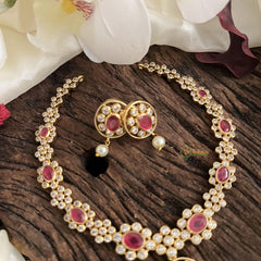 Simple Red AD Stone Neckpiece Pearl-G14665