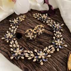 Designer Purple AD Stone Floral Neckpiece-G14659