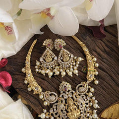 Premium Red White AD Stone Lakshmi Hasli-Pearl-G14641