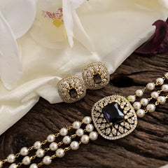 Elegant Purple AD Stone 3 Layer Choker-Pearl-G14645