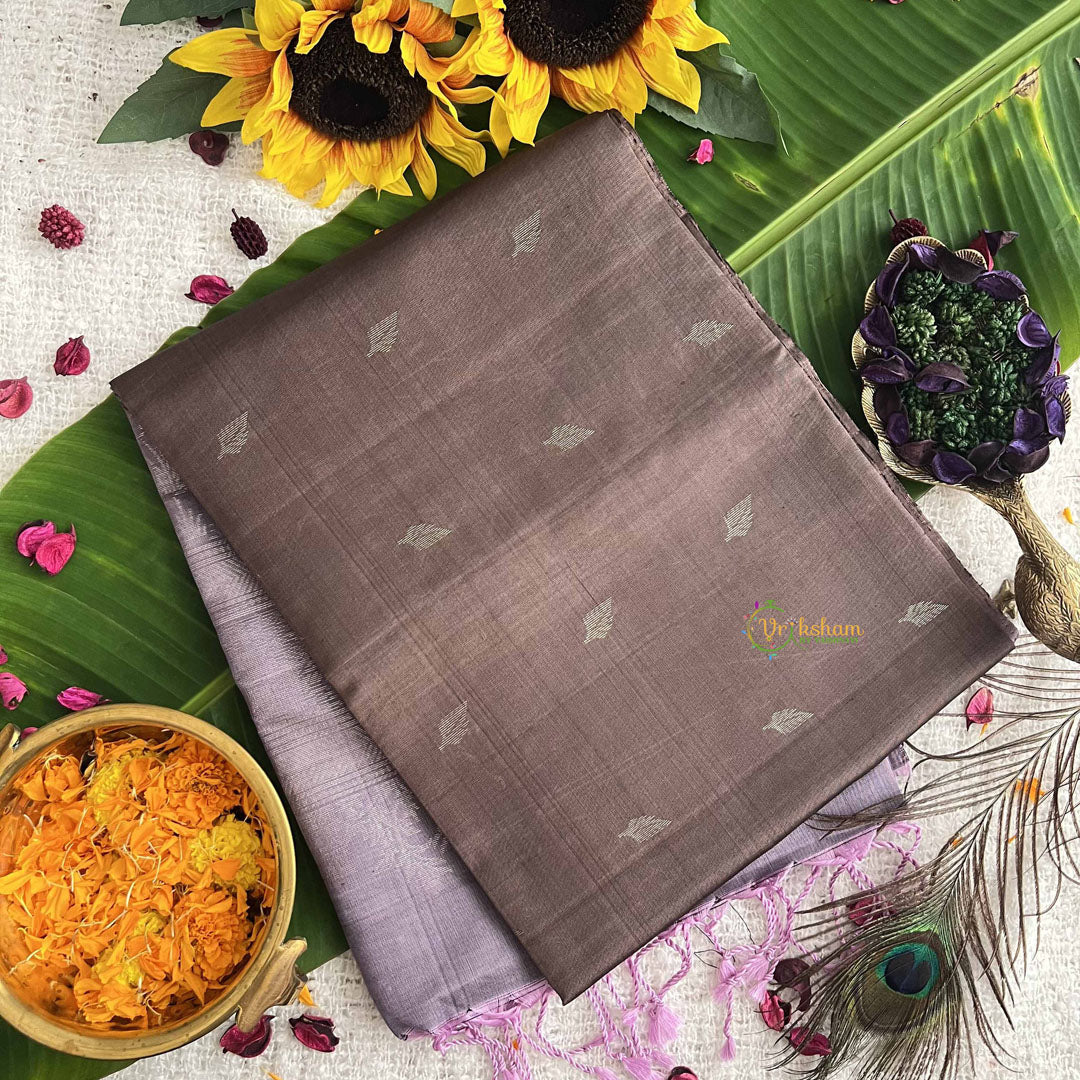 Vriksham Brown With Silver Work Pure Soft Silk Saree-VS4849