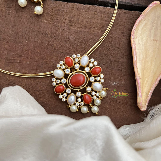 AD Stone Flower Hasli-Coral-White-Pearl-G14606