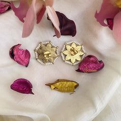 Precious Floral Jadau Kundan Studs-White-J2419