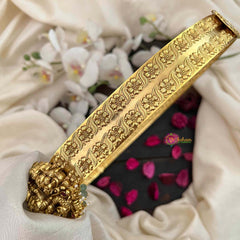 Vriksham Designer Trio Lakshmi Pendant With Floral Design Hipbelt-Green Bead & Pearls-G21190