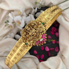 Vriksham Gold Look Lakshmi Pendant With Floral Design Hipbelt-Gold Bead-G21189