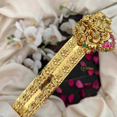 Vriksham Gold Look Lakshmi Pendant With Floral Design Hipbelt-Gold Bead-G21189