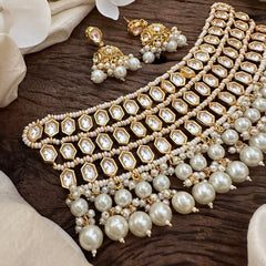 Statement Kundan Necckpiece-Pearl-G13614